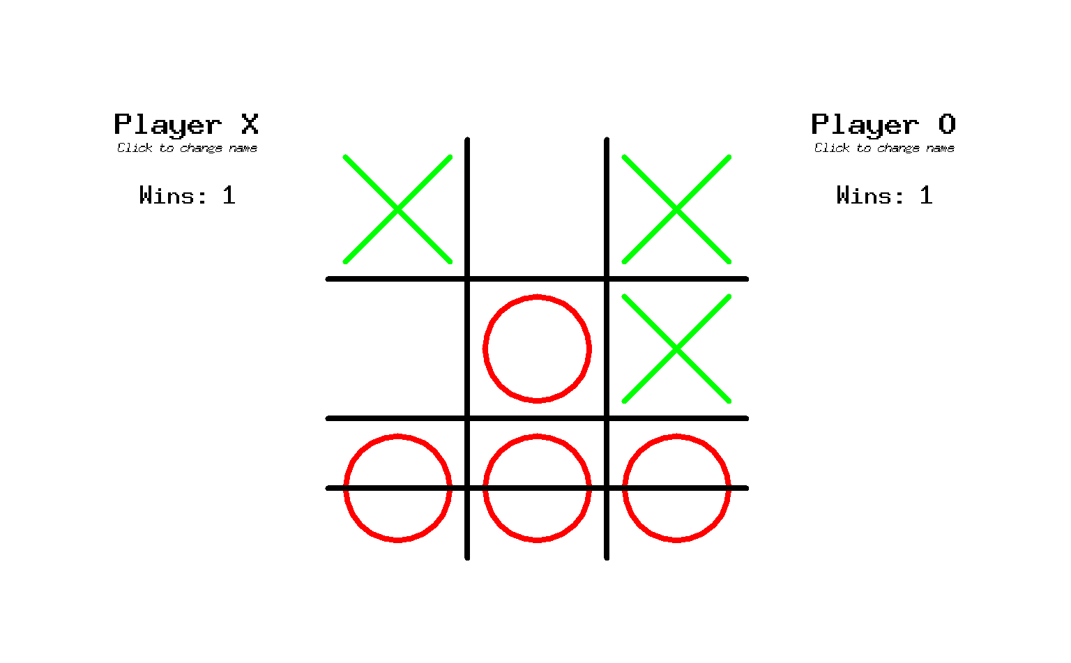 A screenshot of my high school tic-tac-toe project created with Python Turtle graphics